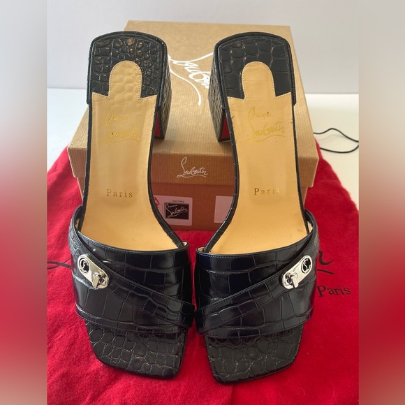 Christian Louboutin Lock Art 55 Mule Sandal Blue Size EU 40/US 10 - Picture 5 of 12